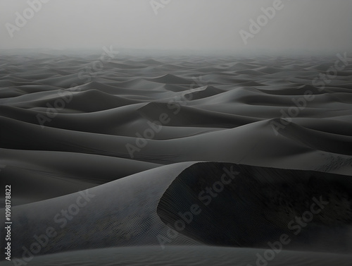 Dark Desert Dunescape: A Monochromatic Realistic Image photo