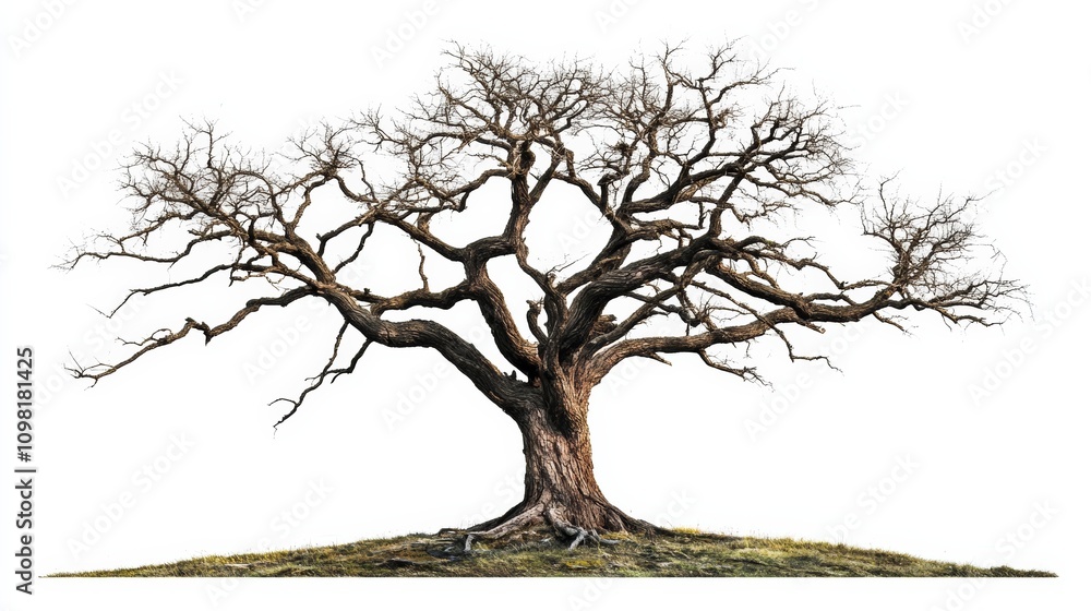Fototapeta premium leafless old spooky tree isolated on white background with copy space