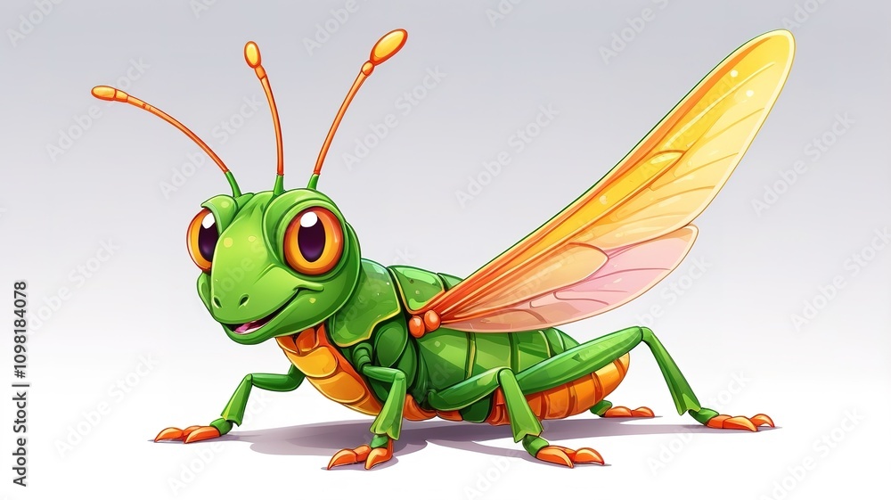 Fototapeta premium Adorable grasshoppers with bright, colorful patterns, adding charm to any illustration. 