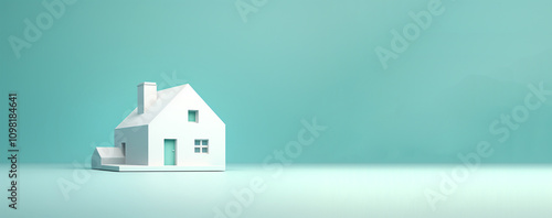 Obraz na płótnie Simple cartoon of a white house, capturing themes of mortgages, home loans, real estate, and financial planning.White house illustration in a simple cartoon style w salonie