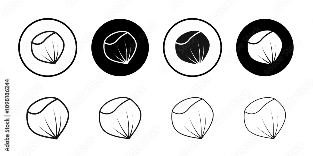 Fototapeta premium Hazelnut icon Symbol mark in filled style
