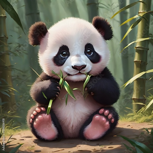 giant panda eating bamboo