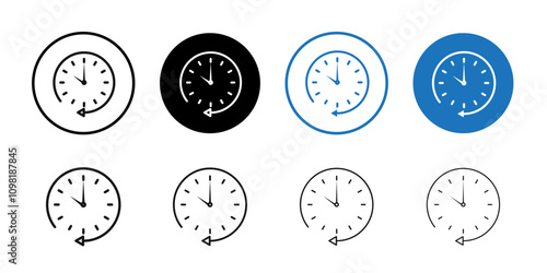 Rewind time icon Symbol mark in filled style