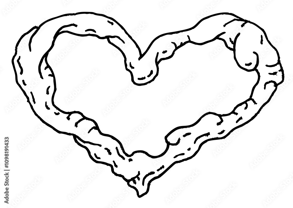 Fototapeta premium Cloud Heart Symbol Love Icon Valentine's Day Print Tattoo Stamp Coloring
