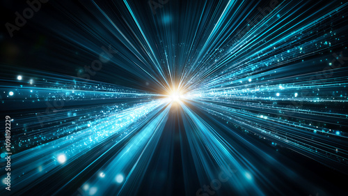 Dynamic Light Speed Motion in a Futuristic Tunnel