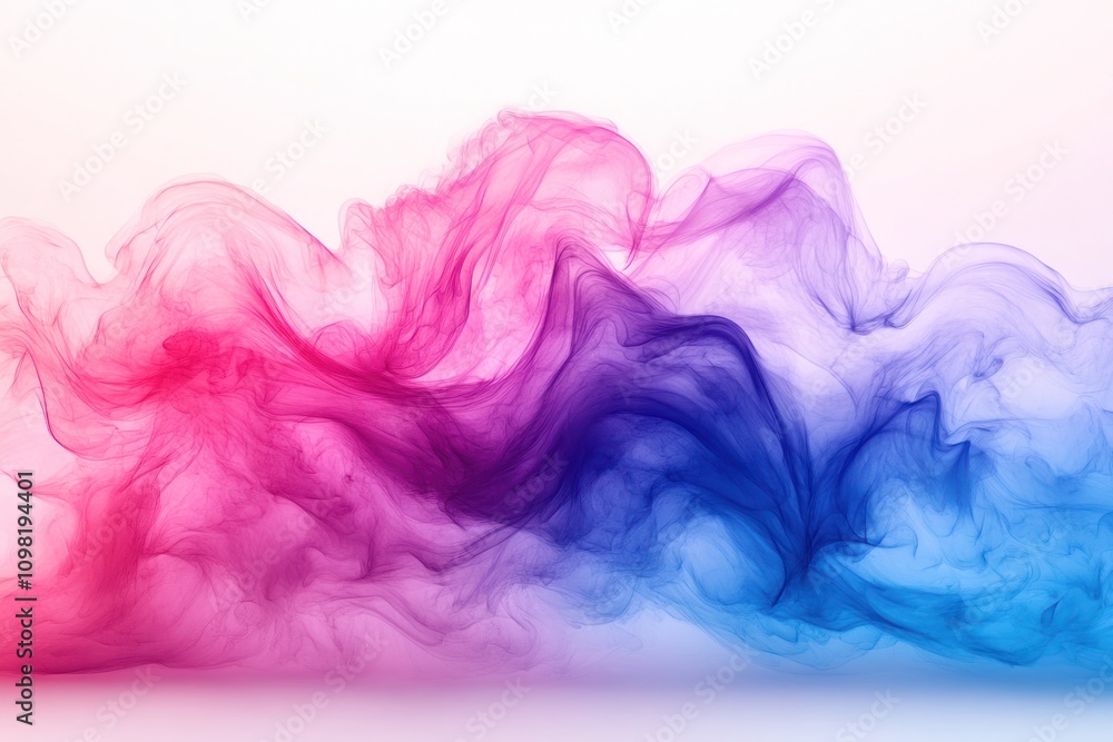 Fototapeta premium Pink and blue smoke swirl together, forming an artistic display on a light background