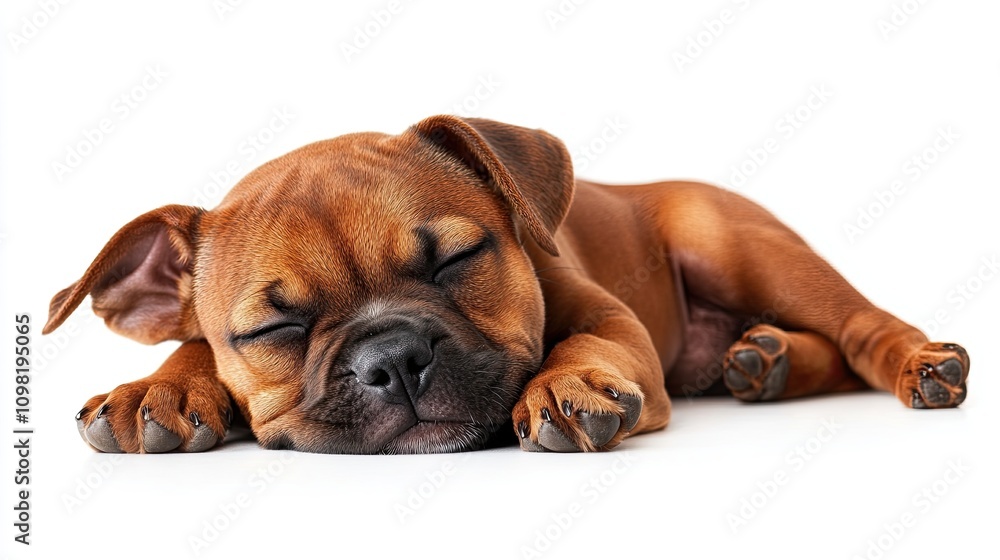 Fototapeta premium Staffordshire bull terrier puppy on a white background. 