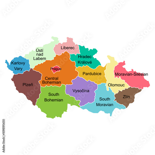 Region of Czech republic map, travel web flat concept icon vector illustration .