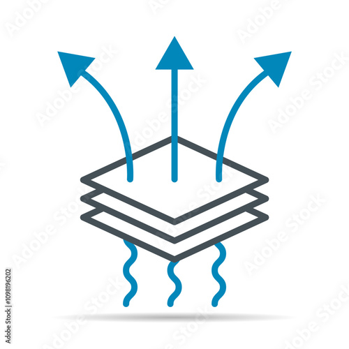 Breathable resistant shadow icon, waterproof material protection sign, web vector illustration .
