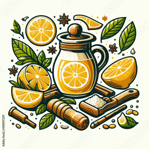 mulled wine with lemon and spices