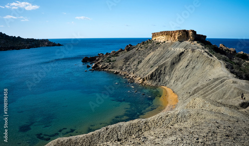 A Malta promontory stretching into the Mediterranean Sea