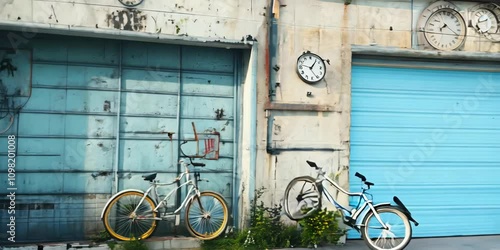 Bicycle pump by the garage door, 4K Video