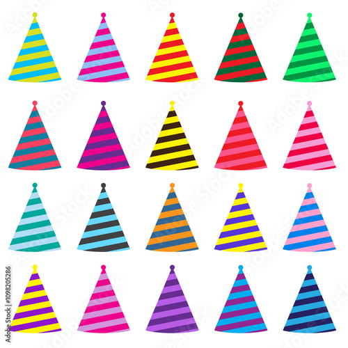 Set of colorful party hats