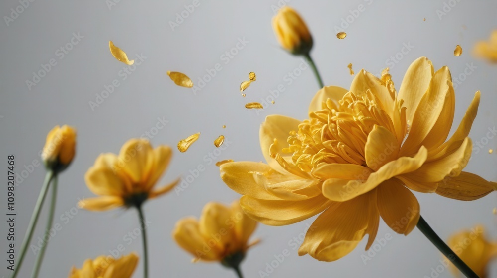 Obraz premium yellow flower with drops