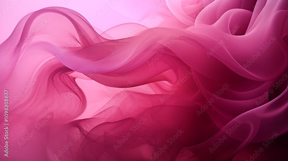 Obraz premium A dynamic composition of misty deep magenta and rose gold swirls, layered with translucent haze over a gradient of twilight surface, evoking a sense of mystery.