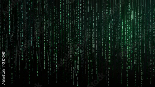 Wallpaper Mural Here's a suggested  and keywords for your stock photo.. Abstract green digital rain falling on black background. Torontodigital.ca