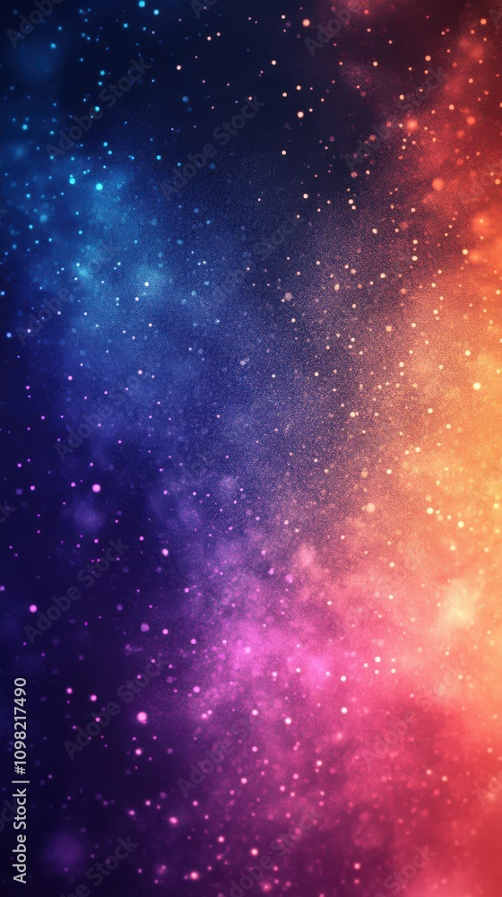 Fototapeta premium A stunning cosmic background with vibrant hues of blue, purple, and orange, sprinkled with shimmering stars.