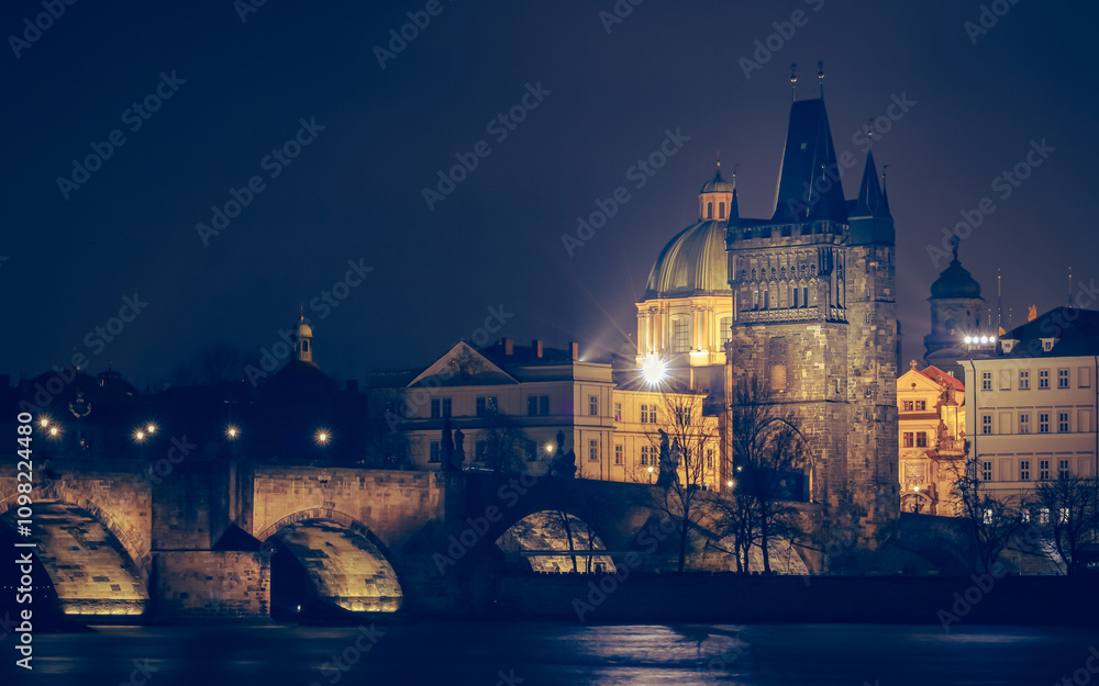 Naklejka premium Night Prague