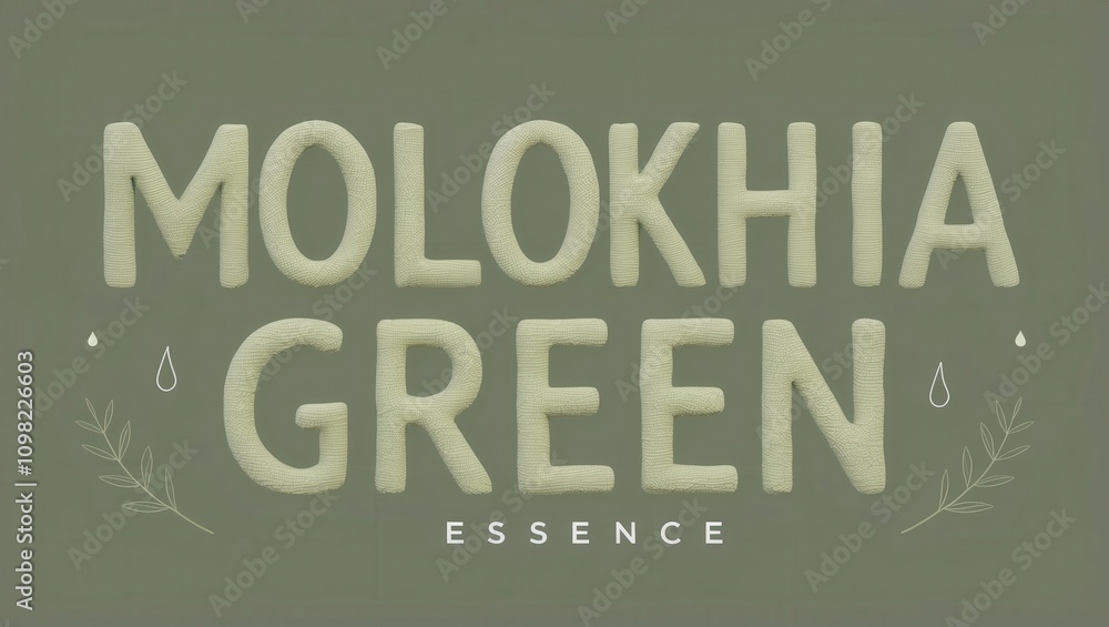 Obraz premium Molokhia Green Essence with Textured Lettering on Soft Background