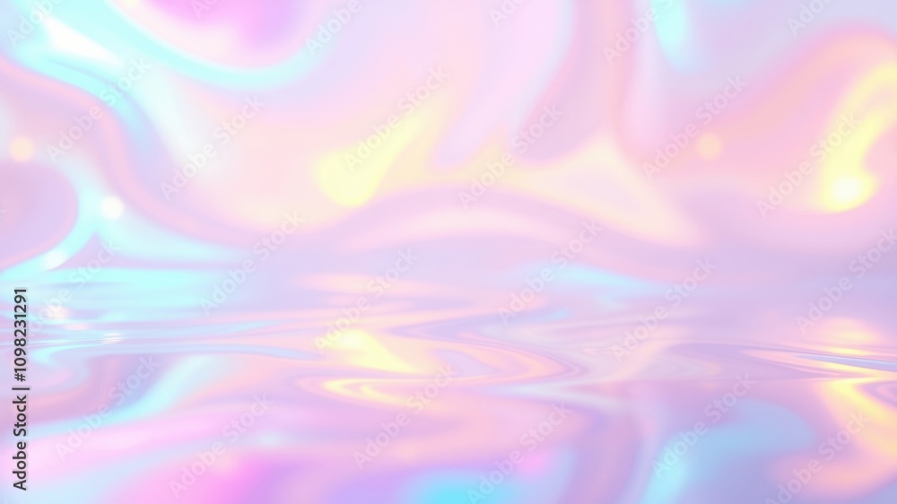 Obraz premium Abstract iridescent background with soft pastel color gradient and fluid shapes, perfect for digital art, design, and creative projects