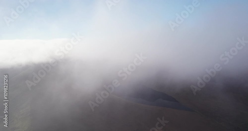 Scenic 4K aerial video of flying above remote mountain valley with breathtaking views around, Kerry, Ireland