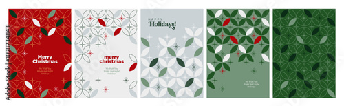 Christmas and New Year Cards Collection. Modern abstract vector illustrations for greeting card, party invitation card, website banner, social media banner, marketing material.