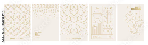 Set of illustrations on the theme of Christmas and New Year. Vector line concepts for greeting card, party invitation card, website banner, social media banner, marketing material.