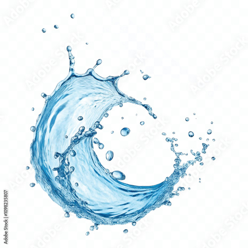 abstract 3d water splashes in curve style isolated on white background