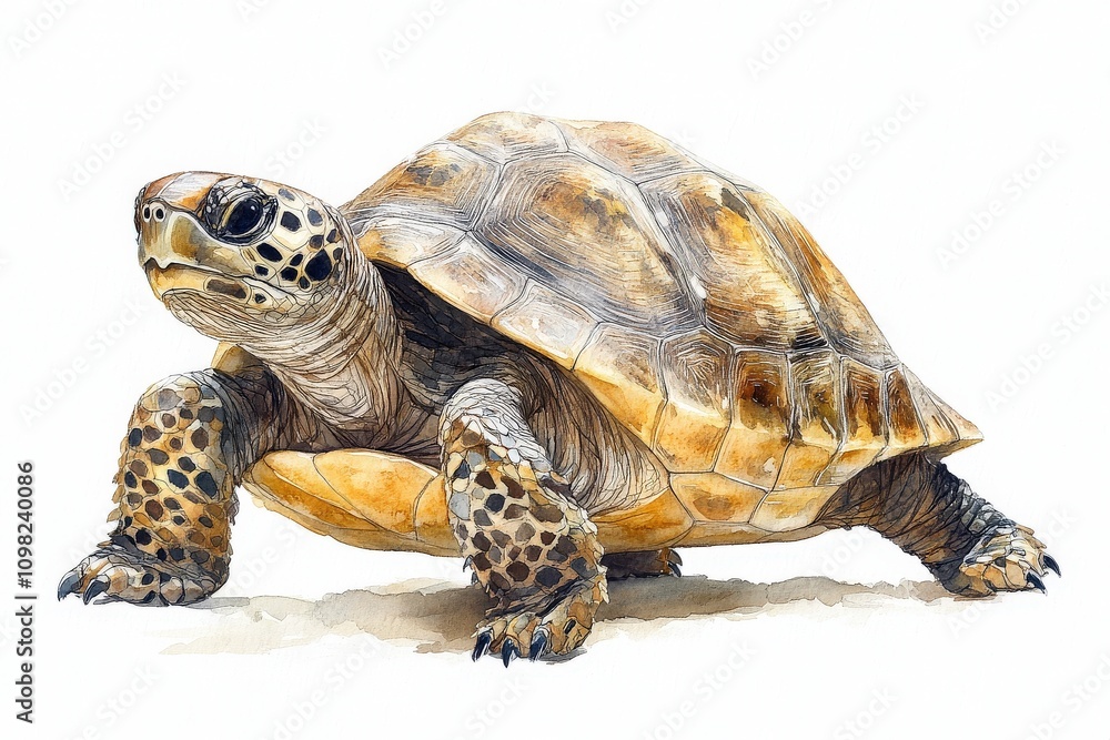 Obraz premium A detailed illustration of a tortoise showcasing its unique shell and textures.