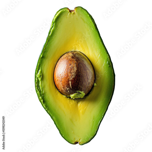 Sliced green avocado showcasing the seed removed, highlighting the vibrant texture and color, embodying the concept of vegetable and fruit.