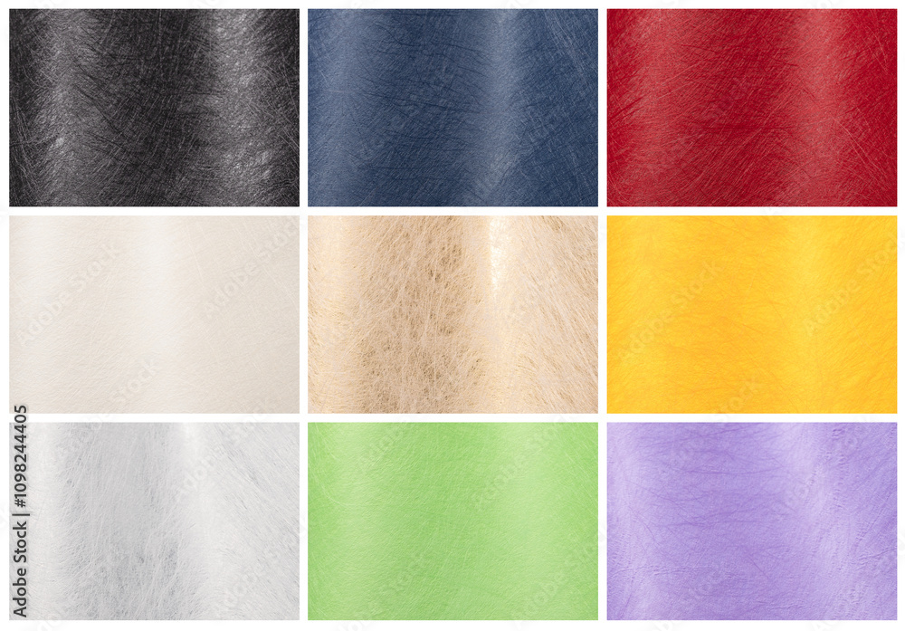 Fototapeta premium Glossy paper texture collection with polished and metallic surfaces. Featuring soft gradients, shimmering reflections, and subtle patterns. Includes unique fibrous, rough, and