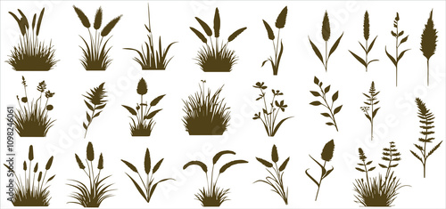 grass silhouettes set