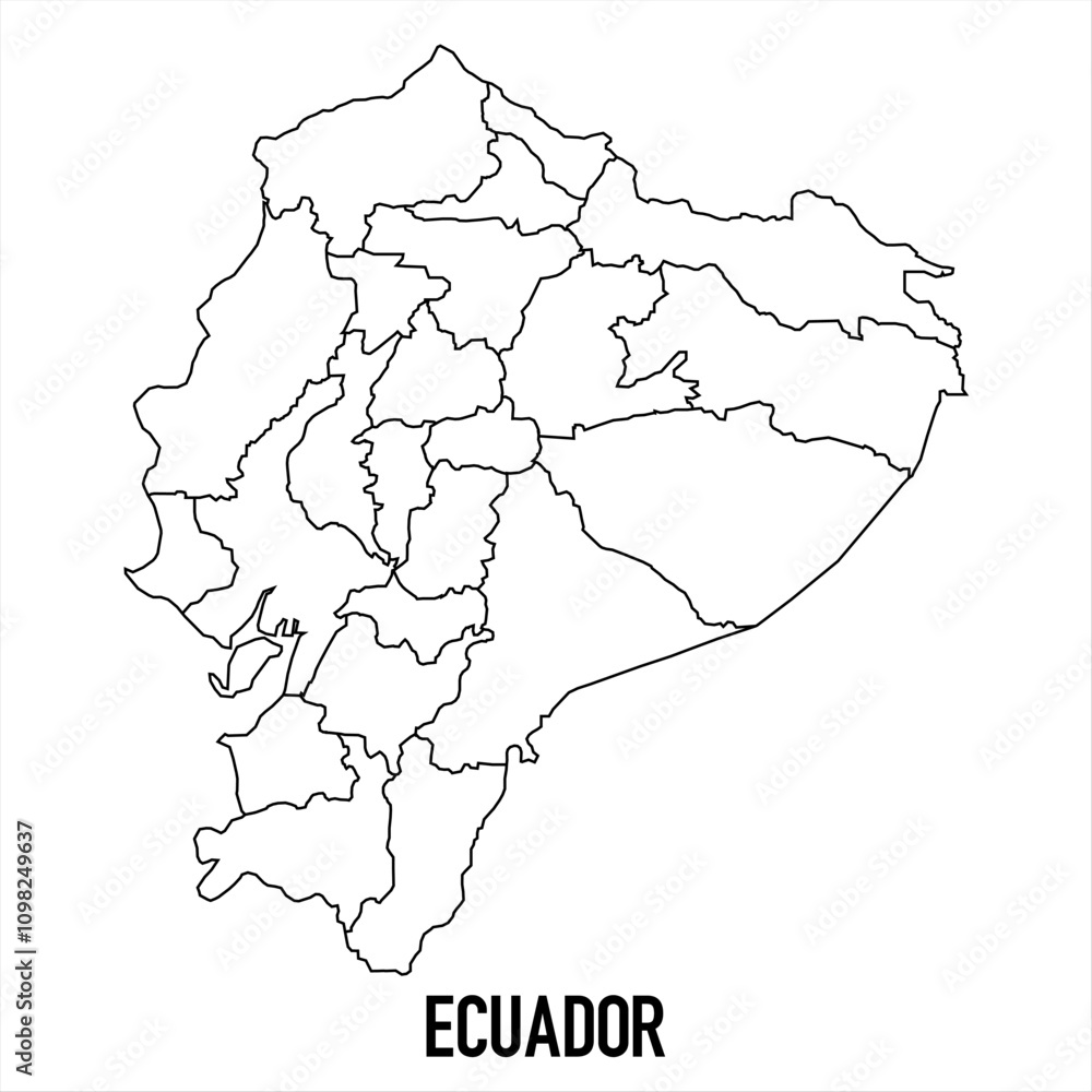 Fototapeta premium ecuador - solid black outline border map of country area. Simple flat vector illustration.