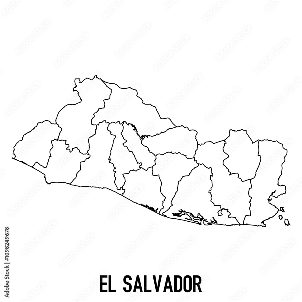 Obraz premium el salvador - solid black outline border map of country area. Simple flat vector illustration.