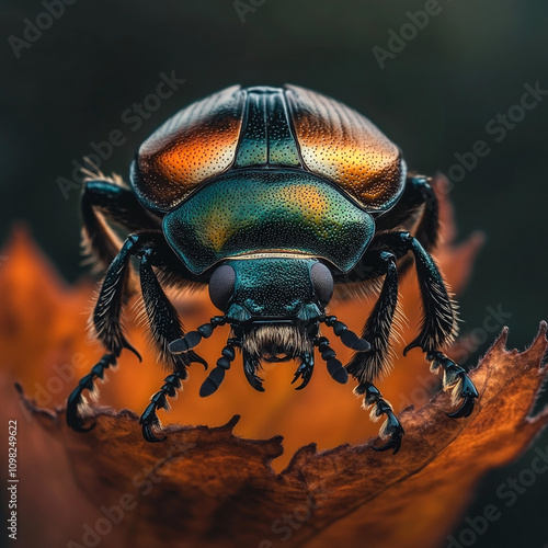 Close-up of a popillia japonica (Japanese beetle) photo