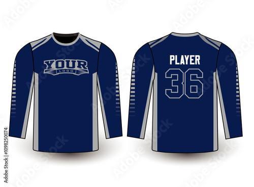 Long-sleeved team jersey design with an elegant edgy and wild look. Sports gear template mockup perfect fit for all sports. The designs that go on casual wear, shirts, fashion apparel, and all kind 