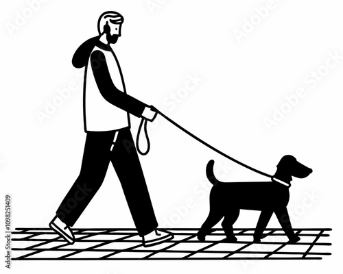 A man walking with his dog