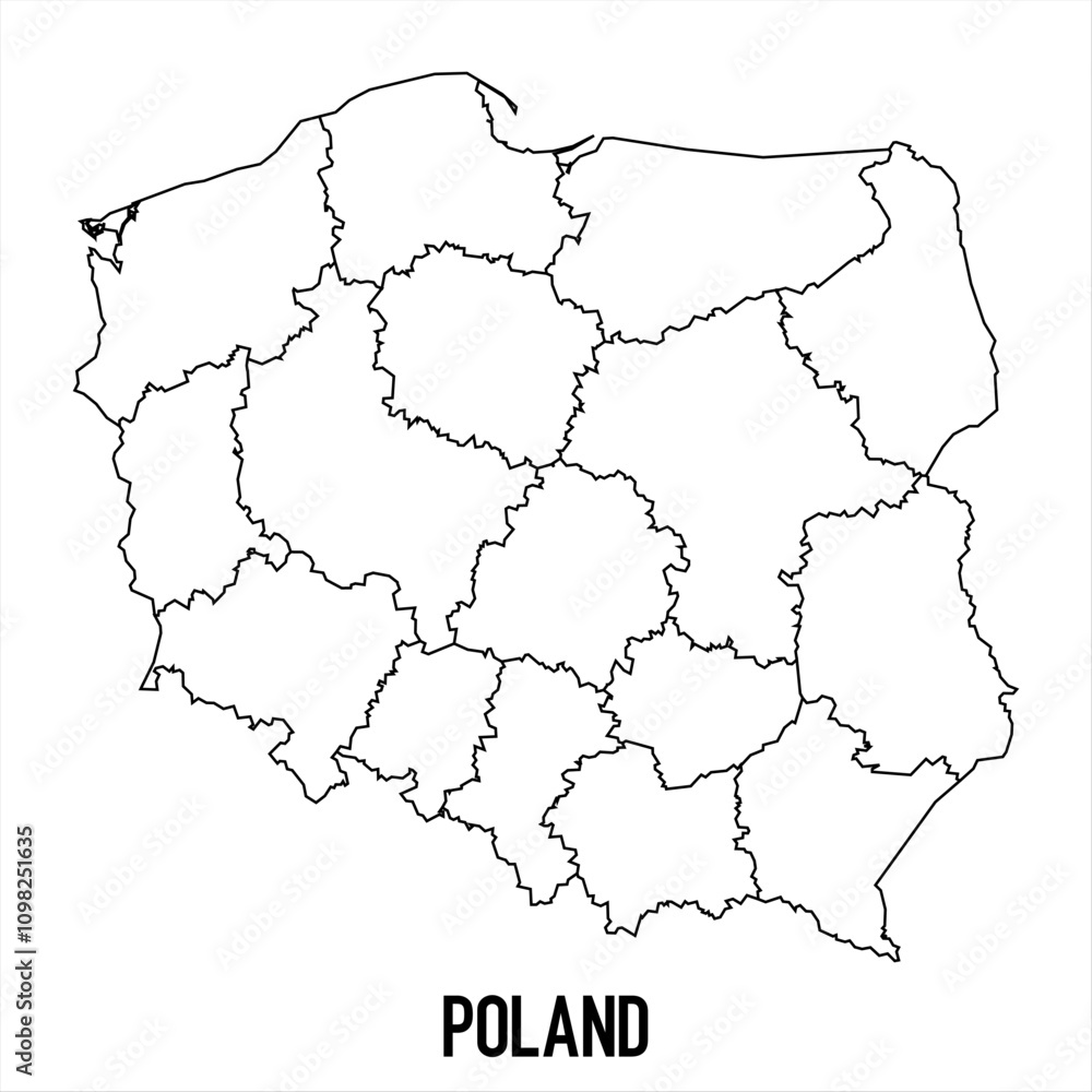 Obraz premium poland - solid black outline border map of country area. Simple flat vector illustration.