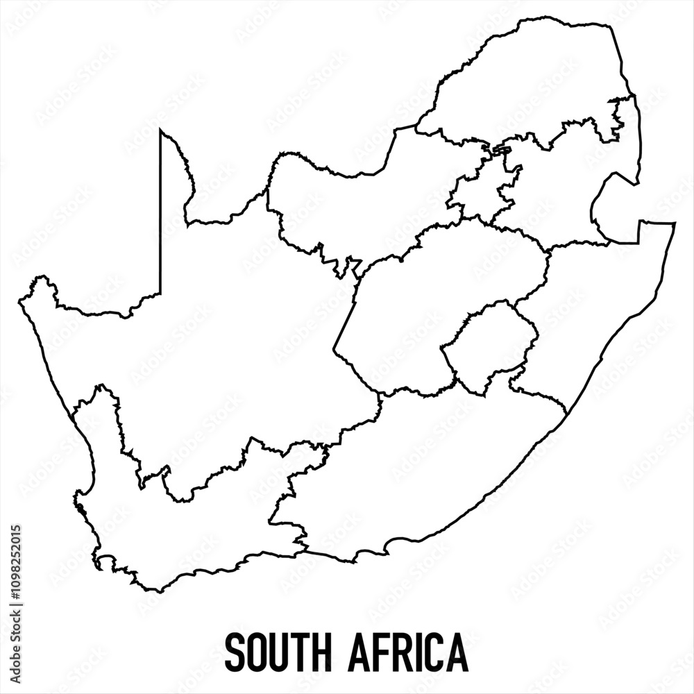Obraz premium south africa - solid black outline border map of country area. Simple flat vector illustration.