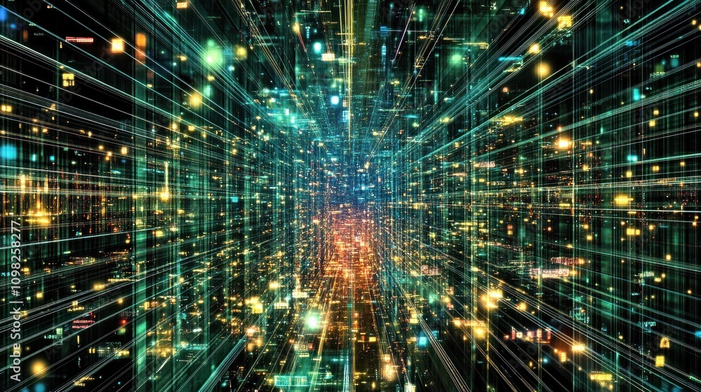 Obraz premium Digital Data Stream: A Visualization of the Infinite Network