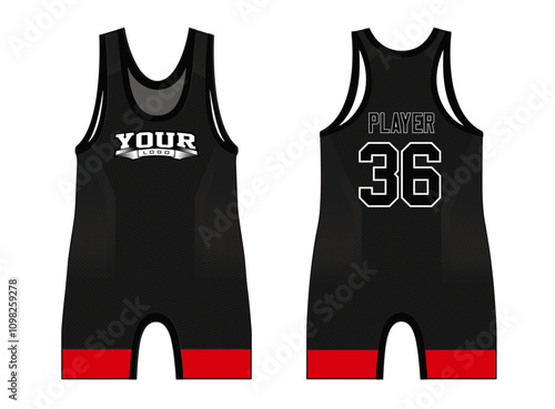 Wrestling singlets design with an elegant edgy and wild look. Sports gear template mockup perfect fit for all sports. The designs that go on casual wear, shirts, fashion apparel, and all kind 