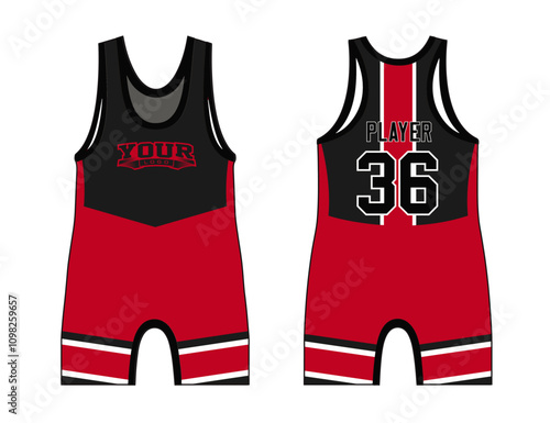 Wrestling singlets design with an elegant edgy and wild look. Sports gear template mockup perfect fit for all sports. The designs that go on casual wear, shirts, fashion apparel, and all kind 