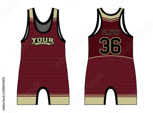 Wrestling singlets design with an elegant edgy and wild look. Sports gear template mockup perfect fit for all sports. The designs that go on casual wear, shirts, fashion apparel, and all kind 