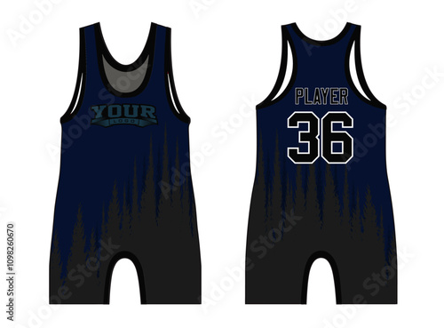 Wrestling singlets design with an elegant edgy and wild look. Sports gear template mockup perfect fit for all sports. The designs that go on casual wear, shirts, fashion apparel, and all kind 