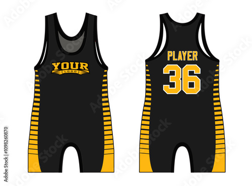 Wrestling singlets design with an elegant edgy and wild look. Sports gear template mockup perfect fit for all sports. The designs that go on casual wear, shirts, fashion apparel, and all kind 