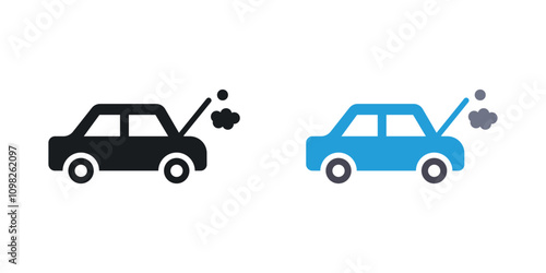 Car breakdown icon set in black and colored version