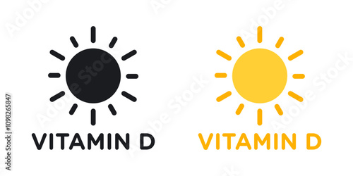 Vitamin d icon set in black and colored version