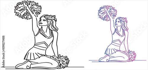 Cheerleader sketch cheerleading girl vector sketch llustration 
