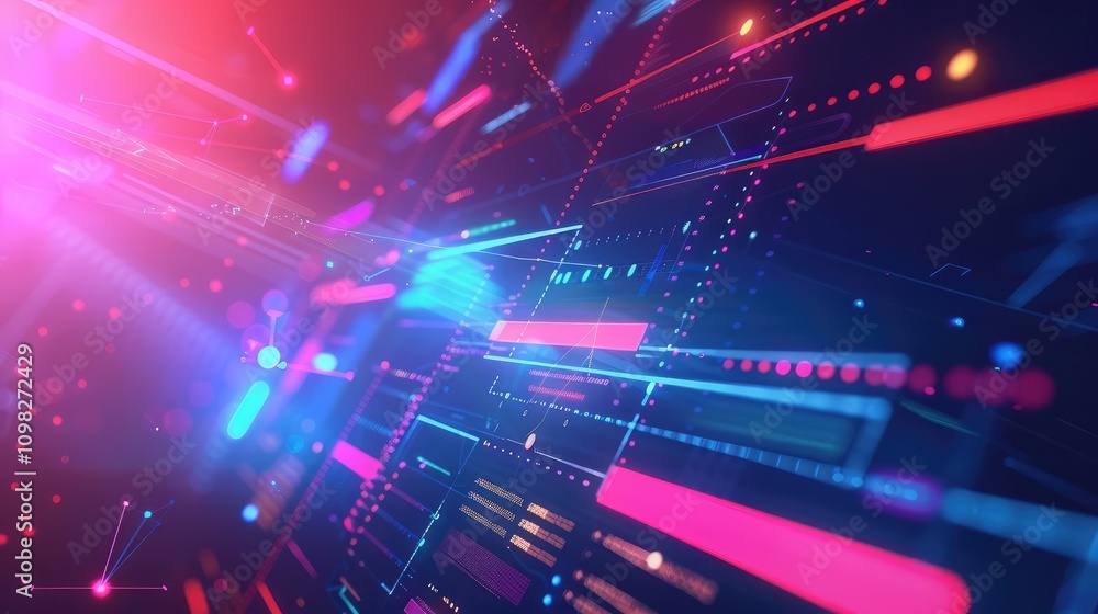 Obraz premium Futuristic Abstract Digital Interface with Glowing Graphics