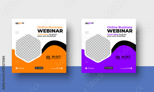 Business webinar Digital Marketing Social Media Post template Design, Creative business conference digital marketing social media web banner template, 